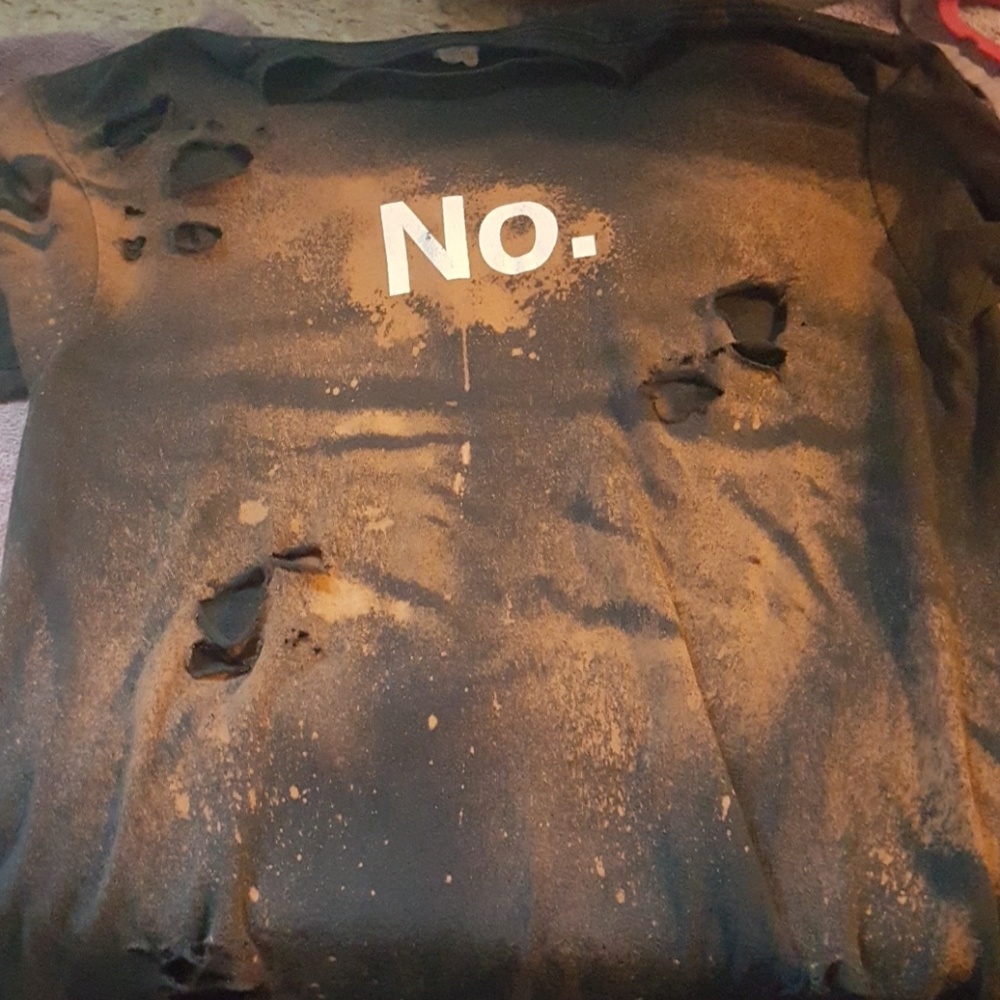 Custom made bleached and ripped tee